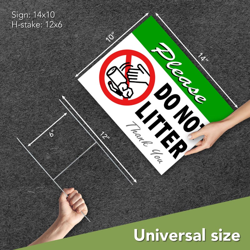DIMARONGTON 2 PC Please Do Not Litter Sign with Stake - 14x10 Coroplast Double Sided No Dumping Signs Outdoor - No Trash Sign - Signs for Private Property - Image 2